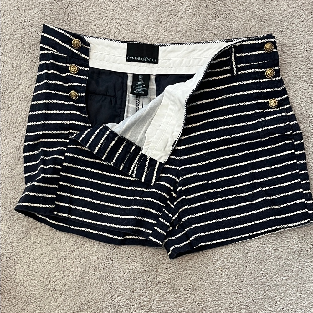 Cynthia Rowley Black and White Striped High Waist Shorts